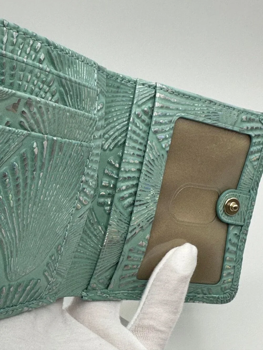 Brahmin Jane Waterfall Tides Seashell Embossed Leather Bifold Wallet NWT